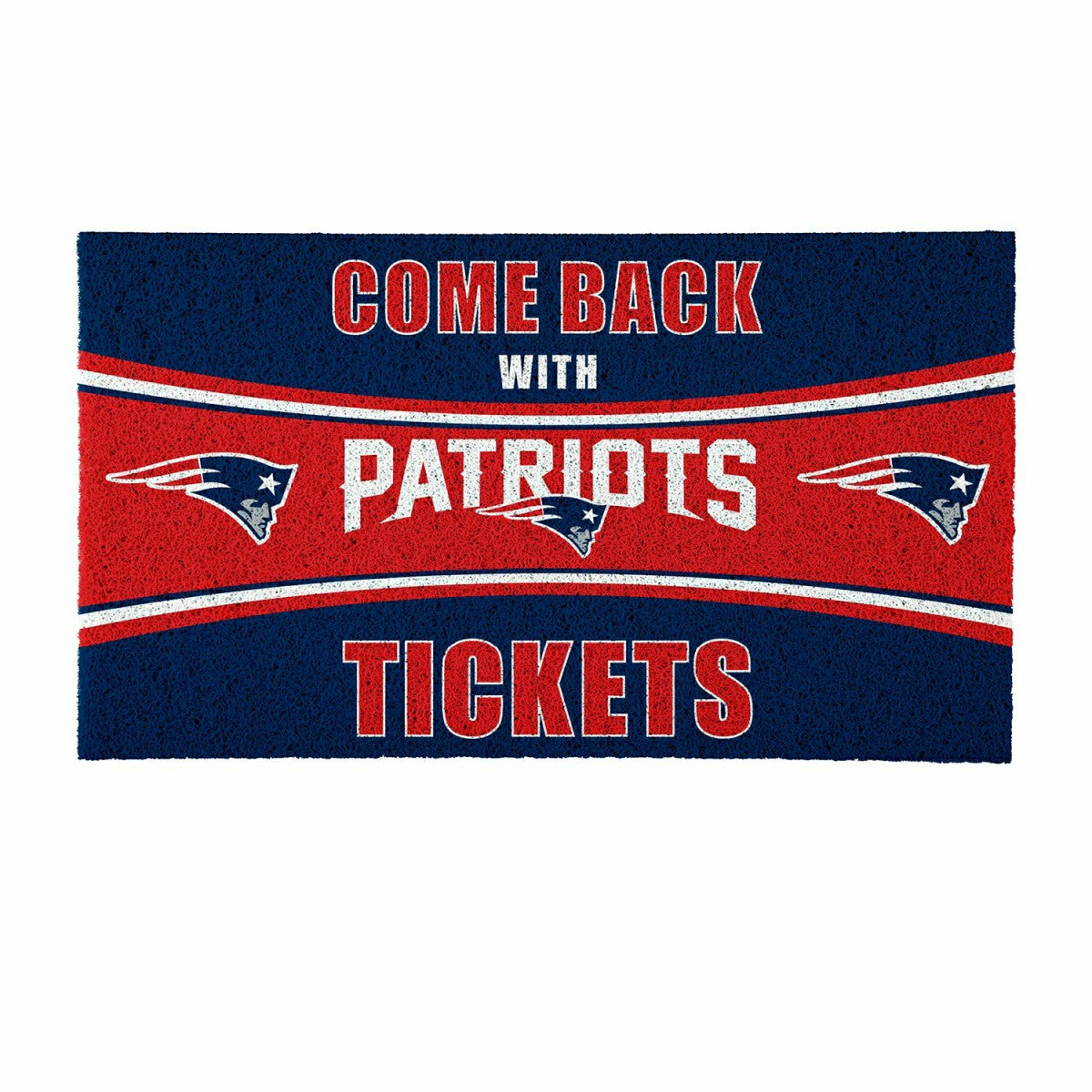 28" x 16" PVC Trapper Mat, Come Back with Tickets, New England Patriot
