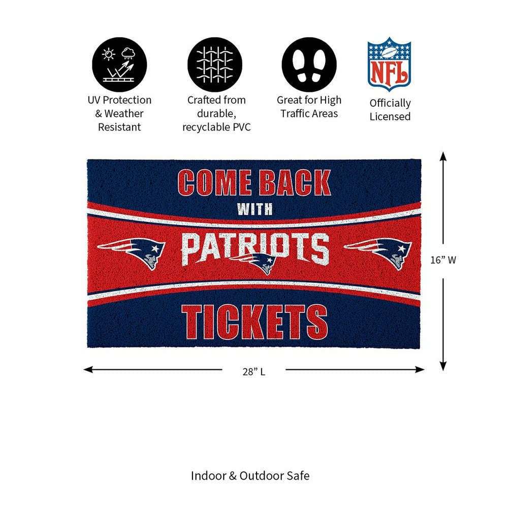 28" x 16" PVC Trapper Mat, Come Back with Tickets, New England Patriot