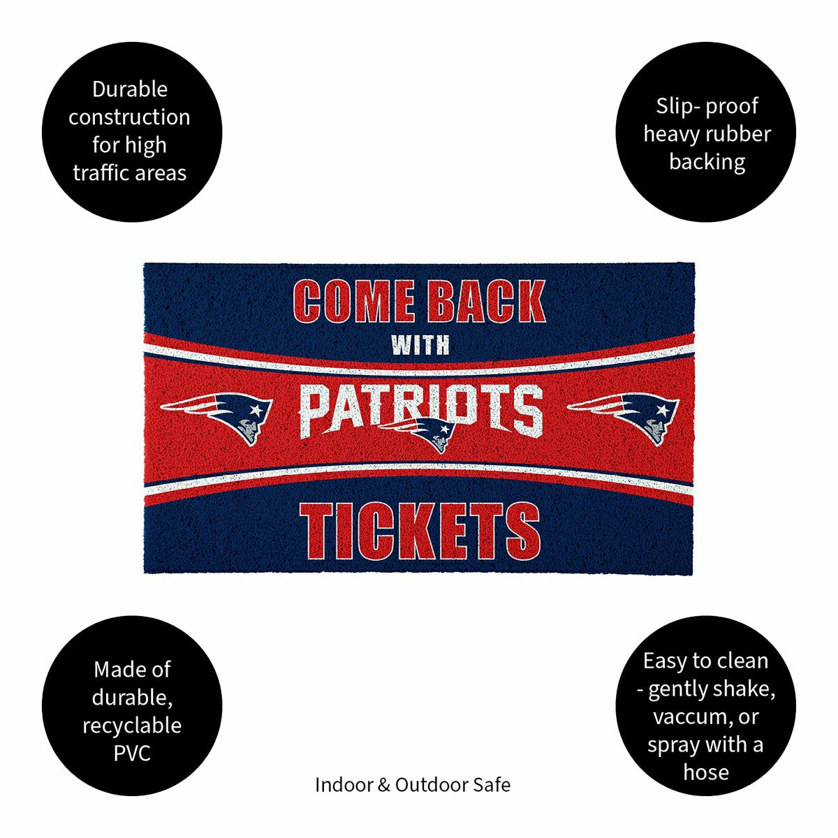 28" x 16" PVC Trapper Mat, Come Back with Tickets, New England Patriot