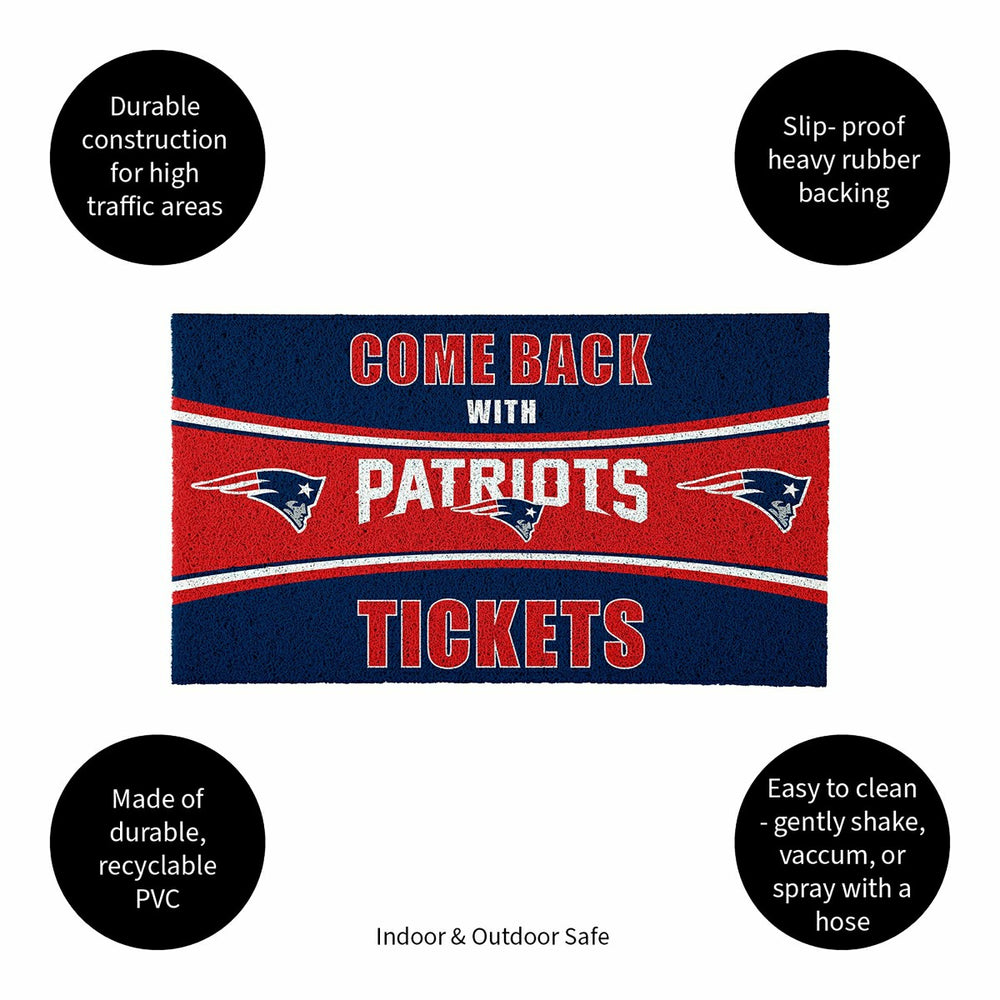 28" x 16" PVC Trapper Mat, Come Back with Tickets, New England Patriot