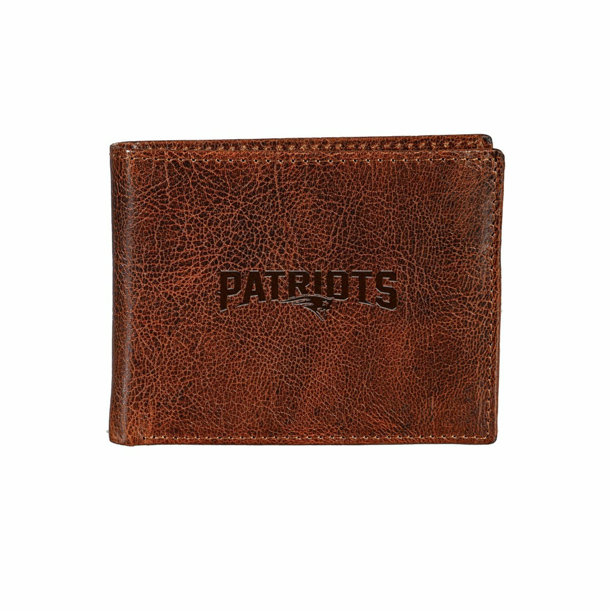 New England Patriots, Embossed 100% Genuine Tumbled Leather Passcase B