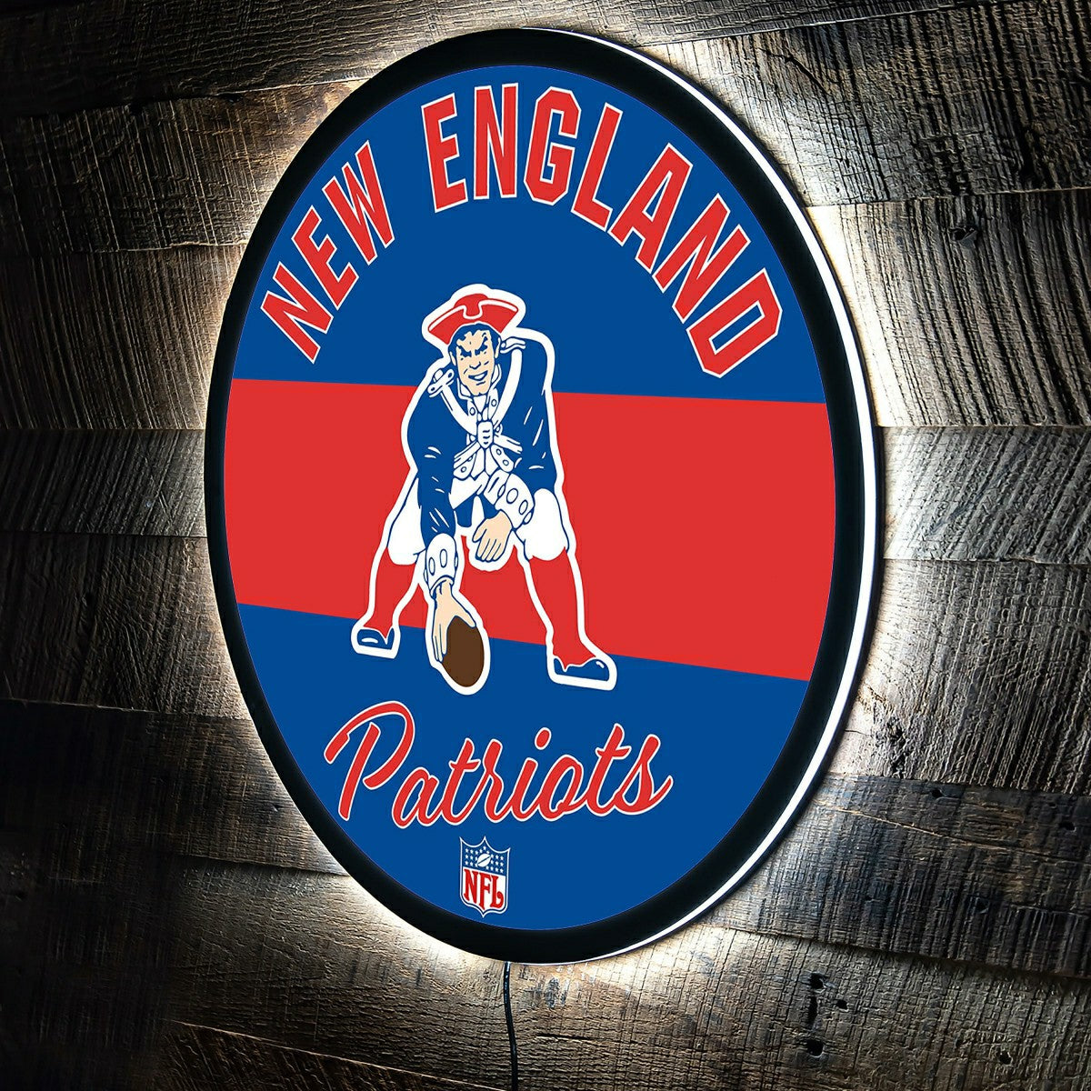 New England Patriots NFL Football Large Round Vintage Edgelite LED Dec