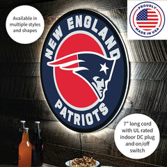LED Wall Decor, Round, New England Patriots