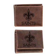 New Orleans Saints, Bi-Fold and Tri-Fold Wallet Gift Set, Brown