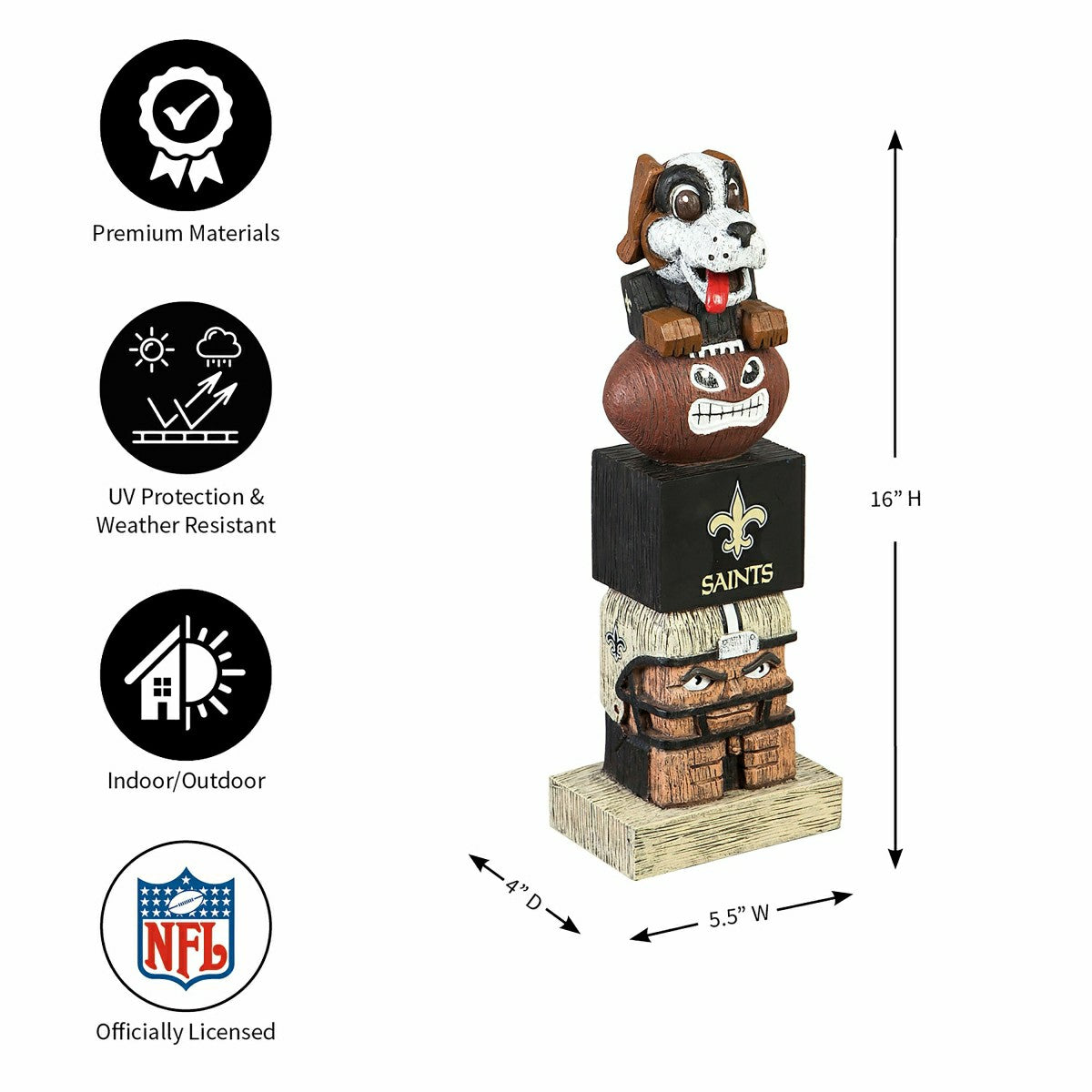 New Orleans Saints Tiki Team Totem Garden Statue