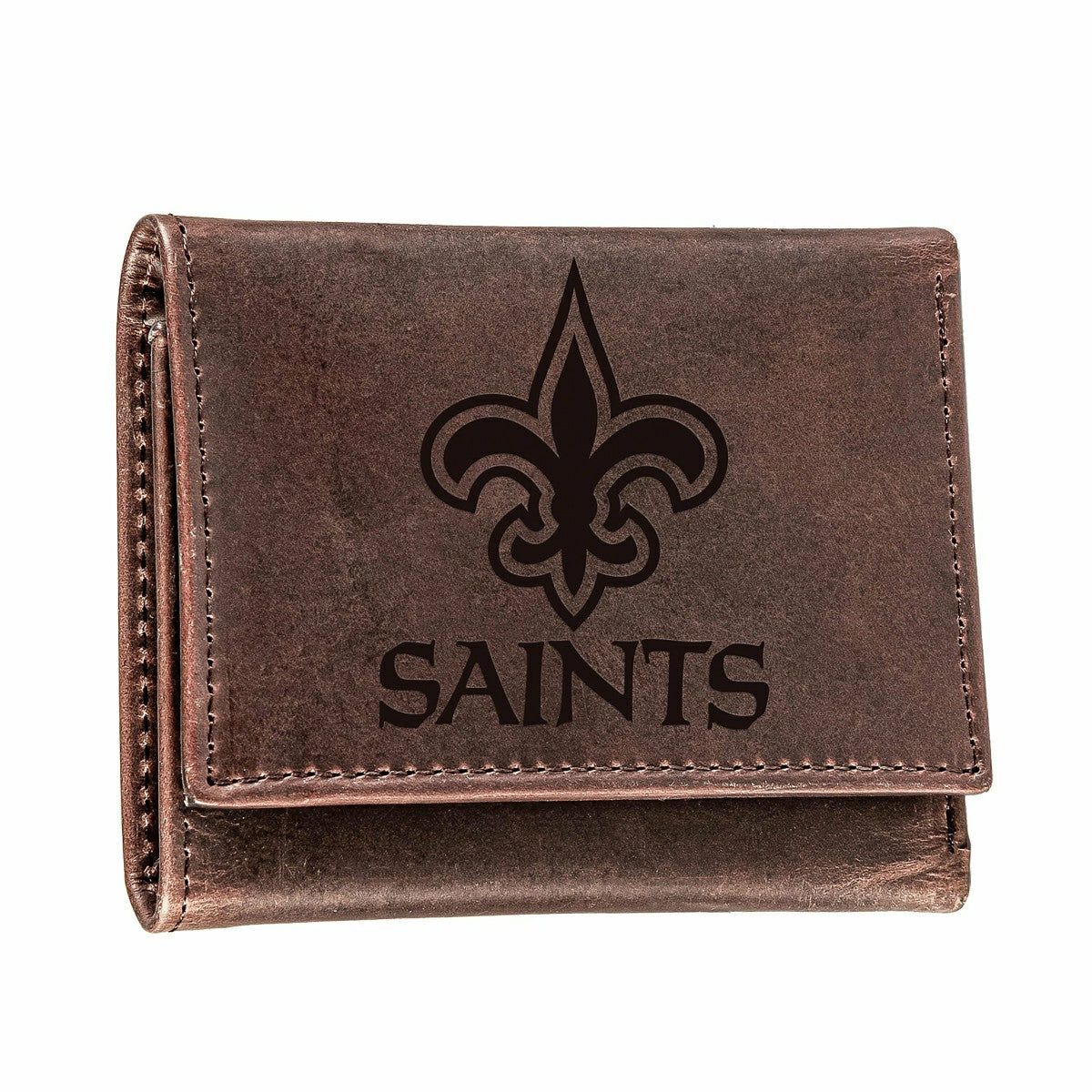New Orleans Saints, Tri-Fold Wallet, Brown, CH, 100% Genuine Leather
