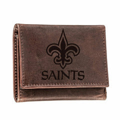 New Orleans Saints, Tri-Fold Wallet, Brown, CH, 100% Genuine Leather