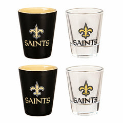 New Orleans Saints 4-Piece Ceramic and Glass 2oz. Shot Glass Set