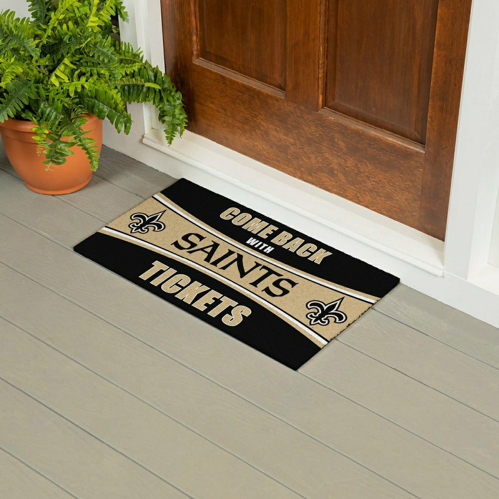 28" x 16" PVC Trapper Mat, Come Back with Tickets, New Orleans Saints