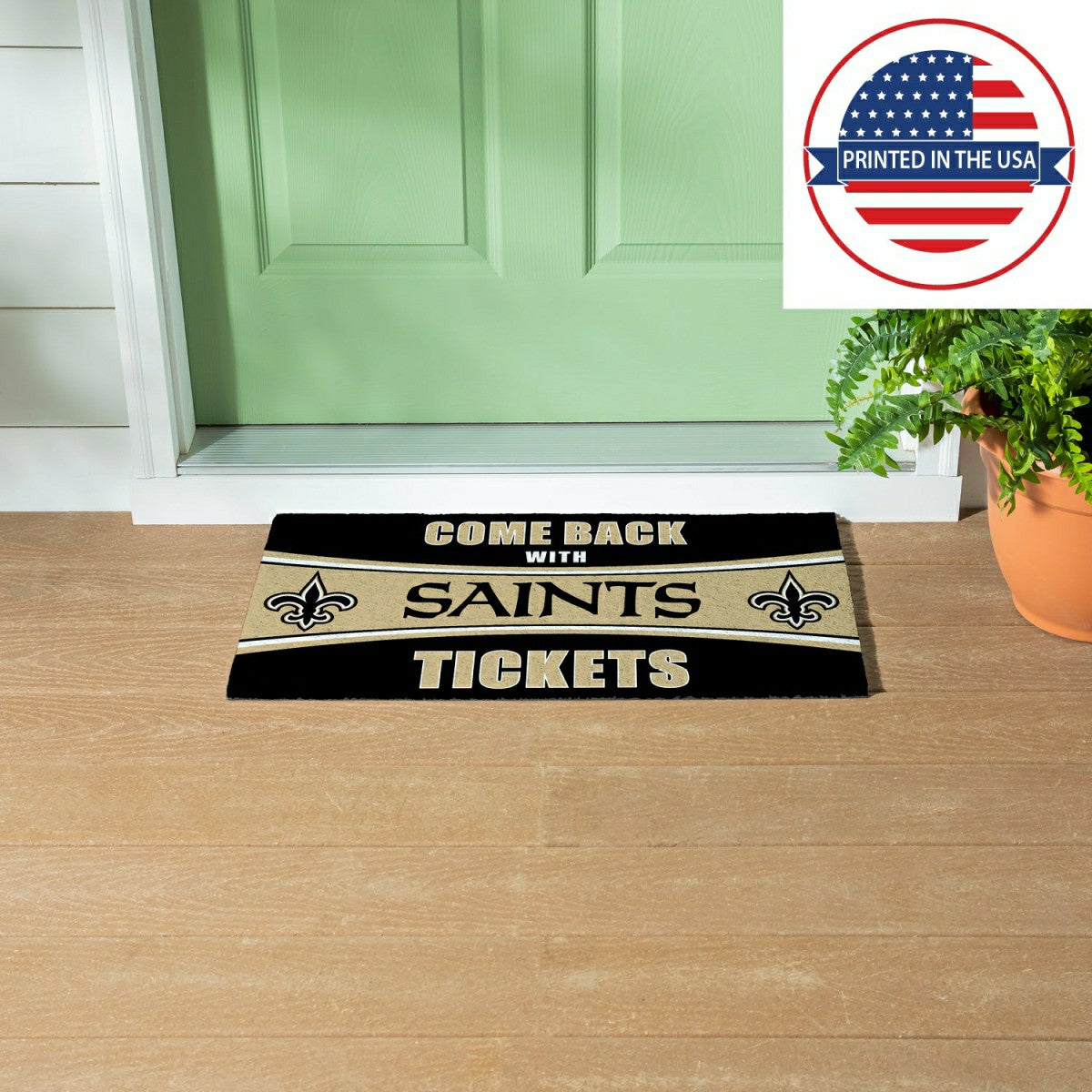 28" x 16" PVC Trapper Mat, Come Back with Tickets, New Orleans Saints