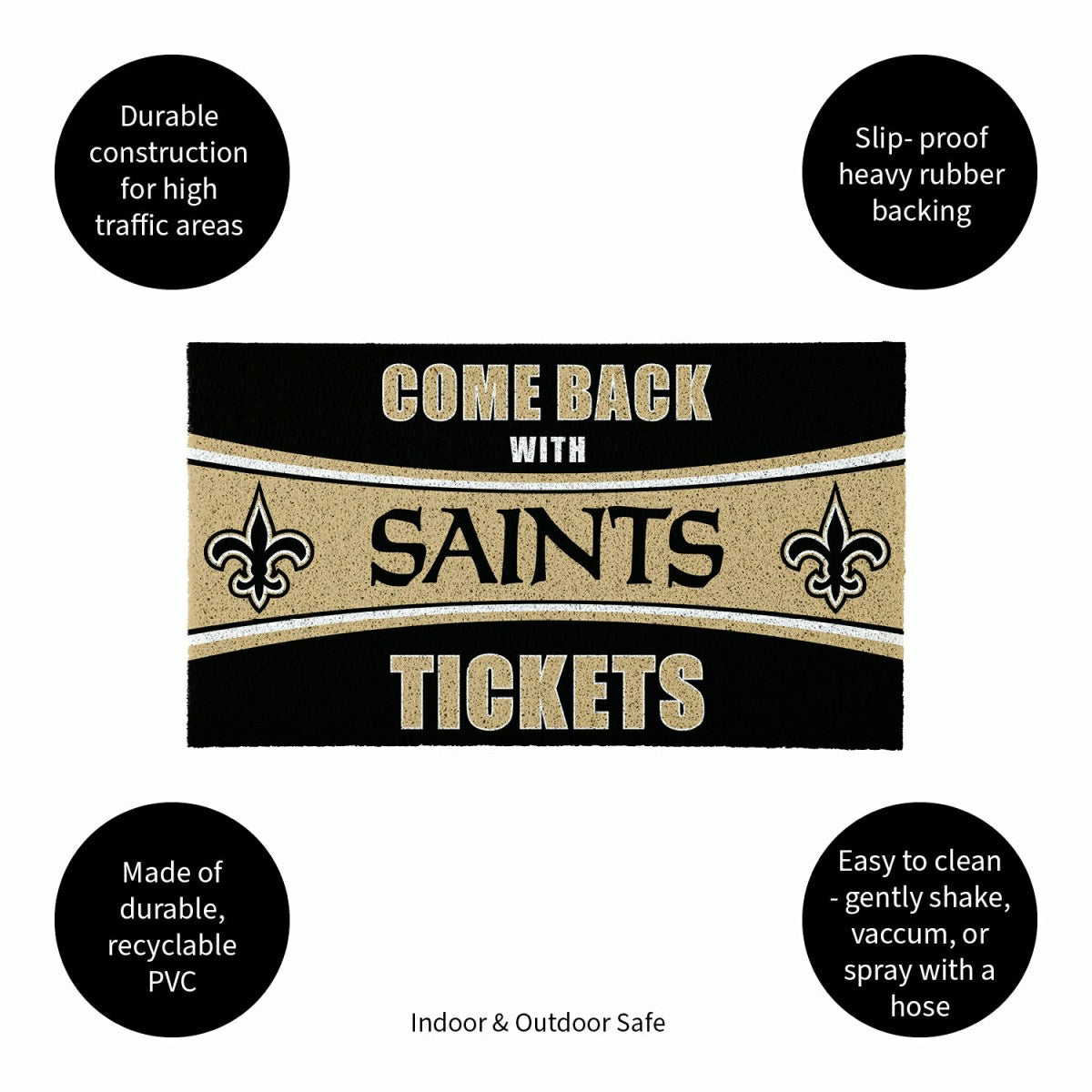 28" x 16" PVC Trapper Mat, Come Back with Tickets, New Orleans Saints