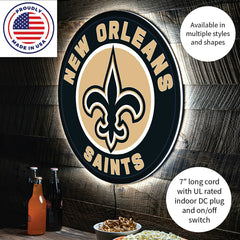 LED Wall Decor, Round, New Orleans Saints