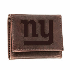 New York Giants, Tri-Fold Wallet, Brown, CH, 100% Genuine Leather