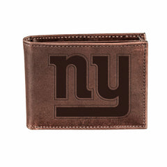 New York Giants, Bi-Fold Wallet, Brown, CH, 100% Genuine Leather