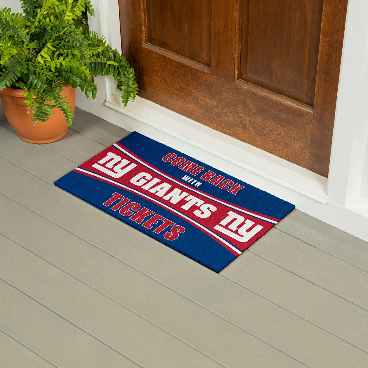 28" x 16" PVC Trapper Mat, Come Back with Tickets, New York Giants