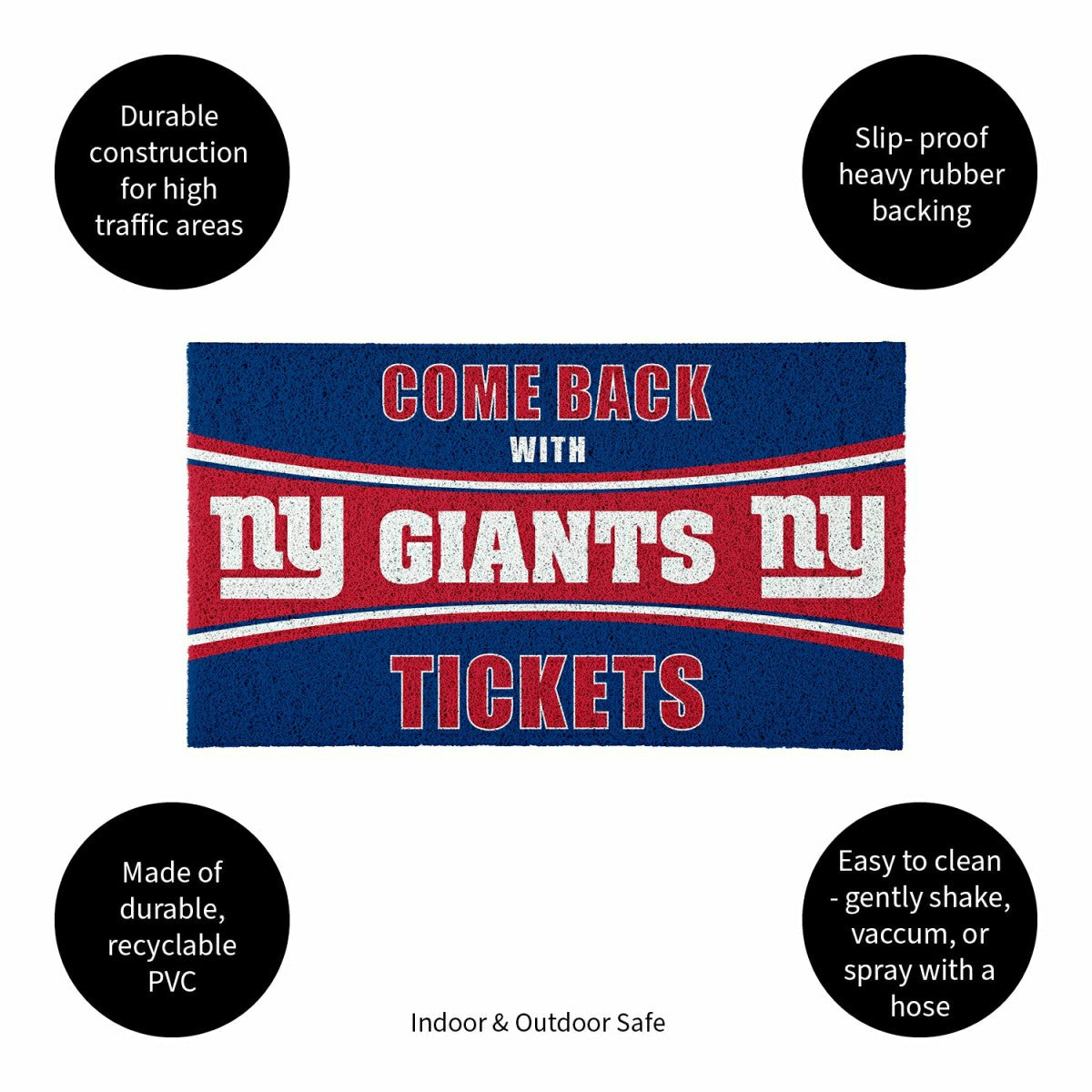 28" x 16" PVC Trapper Mat, Come Back with Tickets, New York Giants