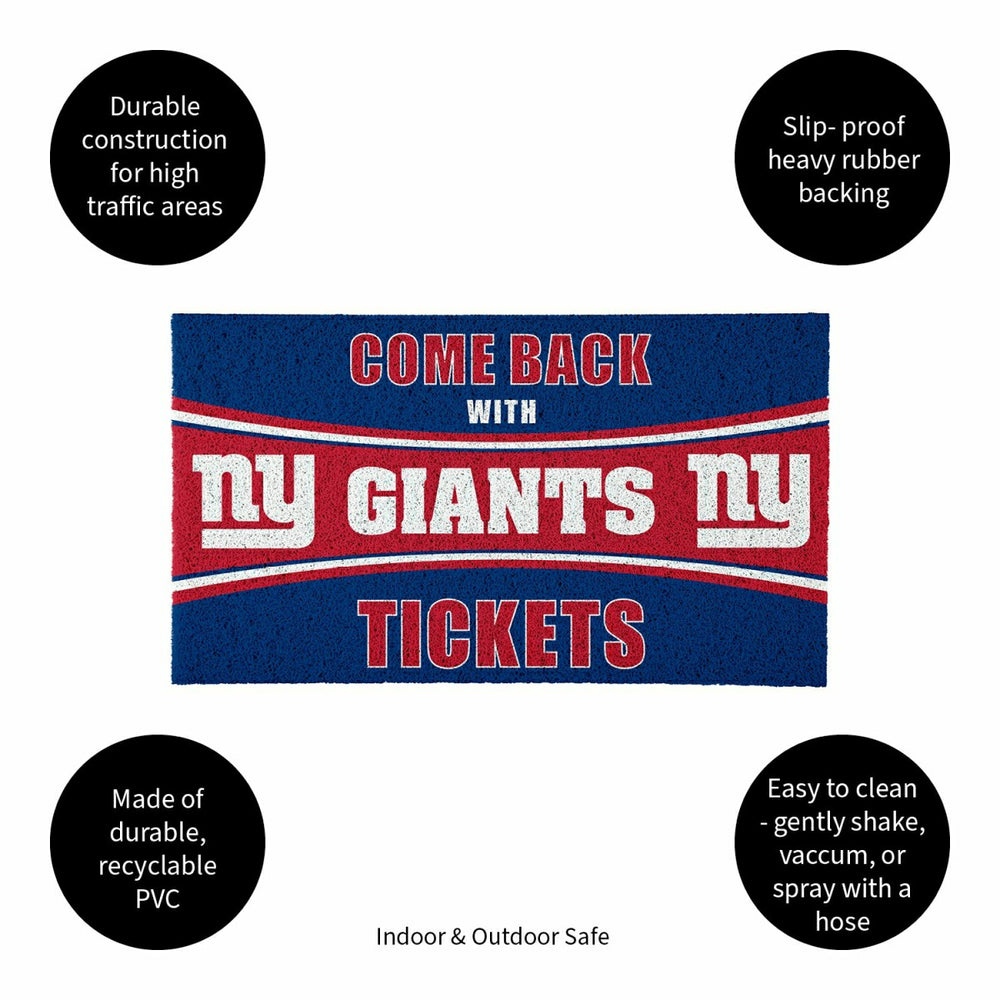 28" x 16" PVC Trapper Mat, Come Back with Tickets, New York Giants