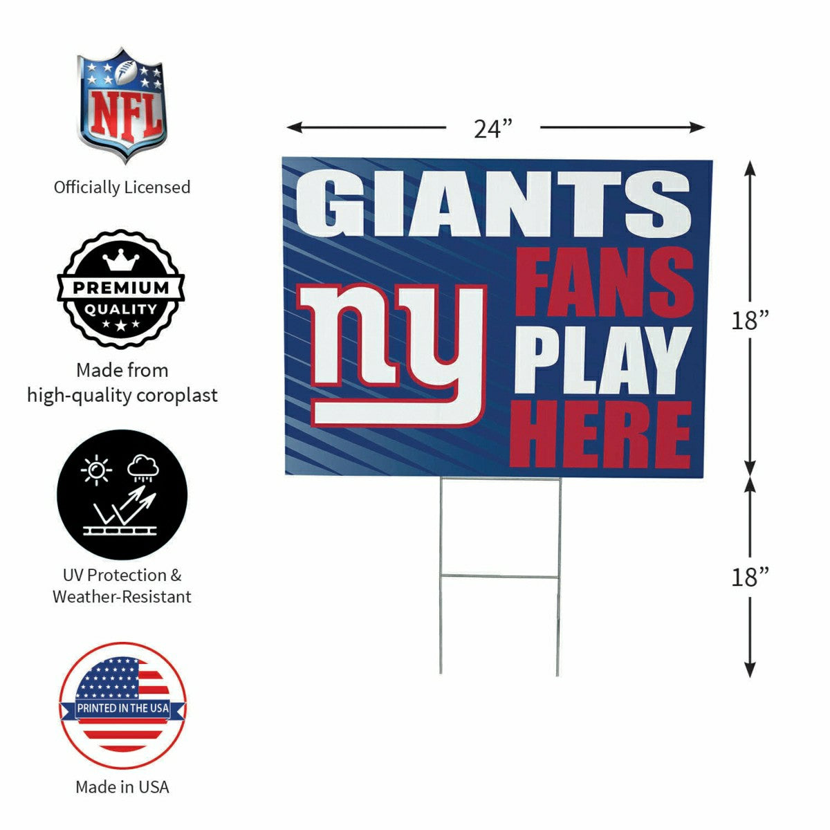 New York Giants Coroplast Yard Sign "Fans Play Here"