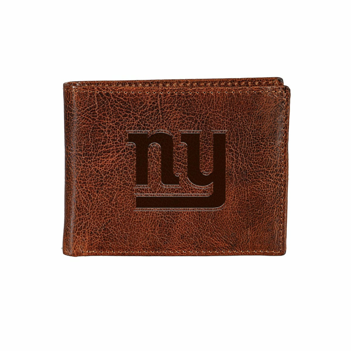 New York Giants, Embossed 100% Genuine Tumbled Leather Passcase Bi-Fol