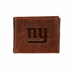 New York Giants, Embossed 100% Genuine Tumbled Leather Passcase Bi-Fol