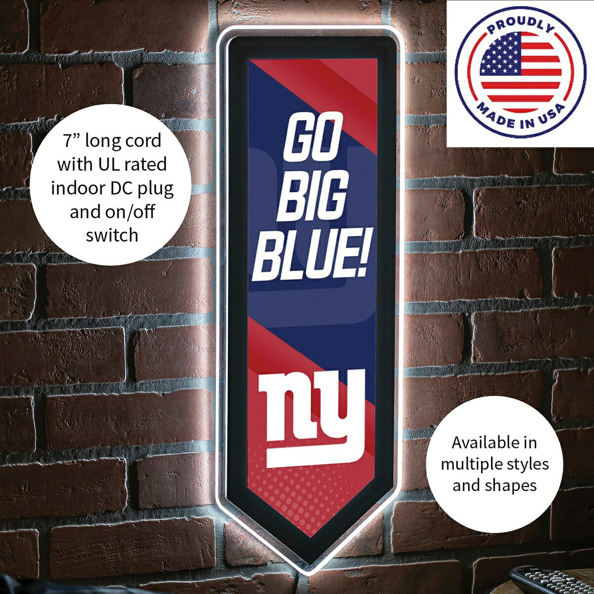 LED Wall Decor, Pennant, New York Giants