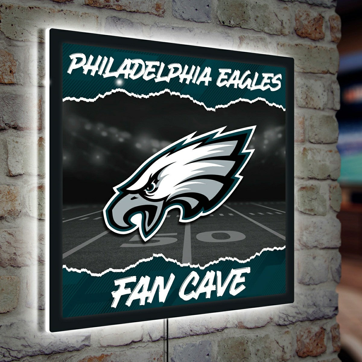 Philadelphia Eagles 23"H x 23"L LED Wall Decor, Edgelite, Square