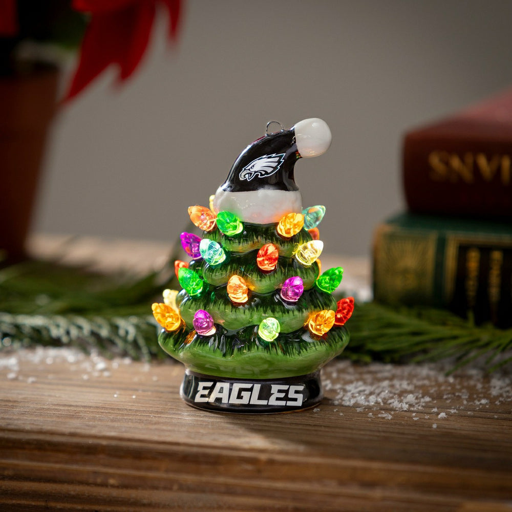 4" Mini LED Tabletop Christmas Tree, Set of 2, Philadelphia Eagles