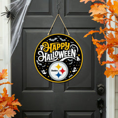 Pittsburgh Steelers Halloween Round Door Décor with Hanging Rope, 18x1