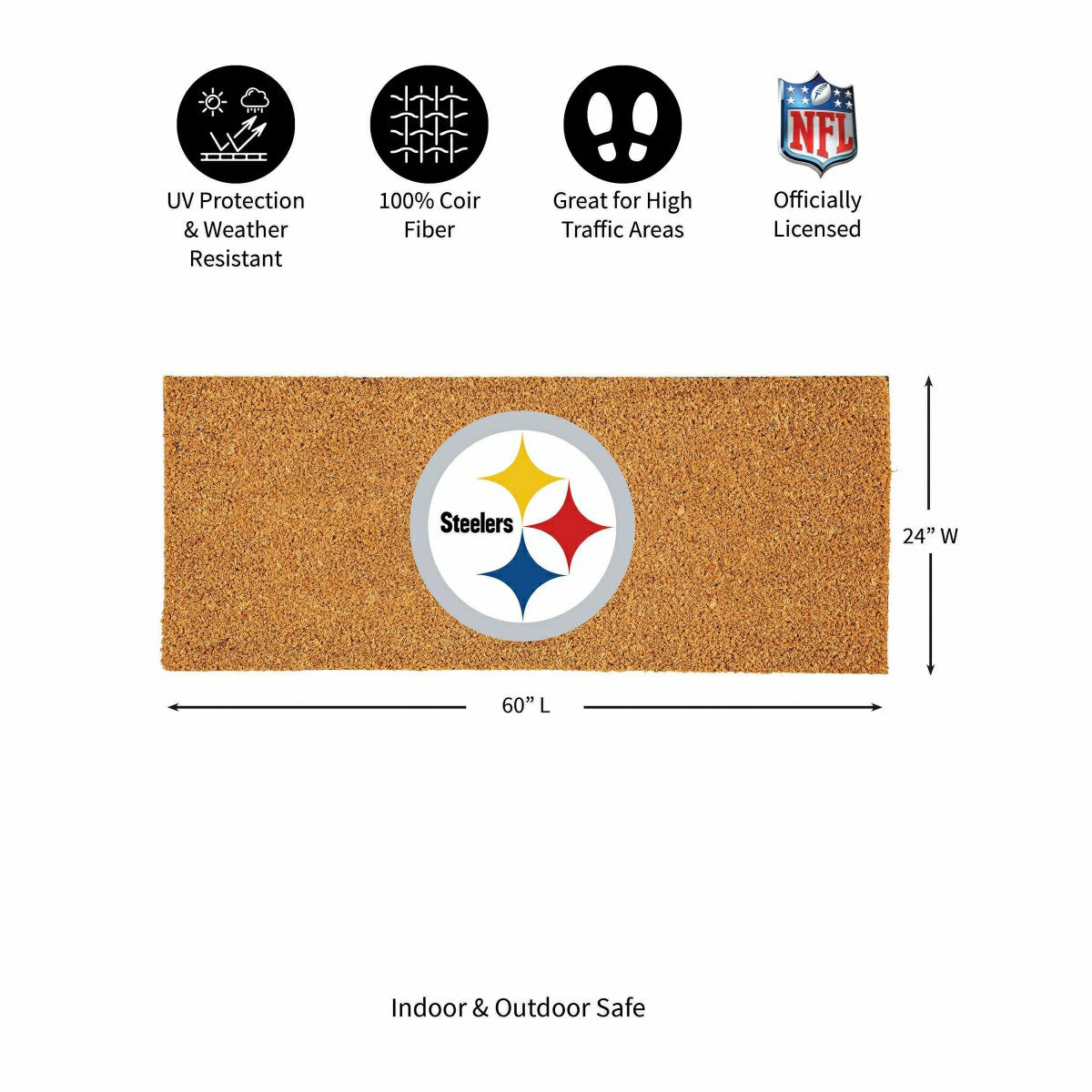 Pittsburgh Steelers Extra Large Full Color Coir Mat, 60"x24"