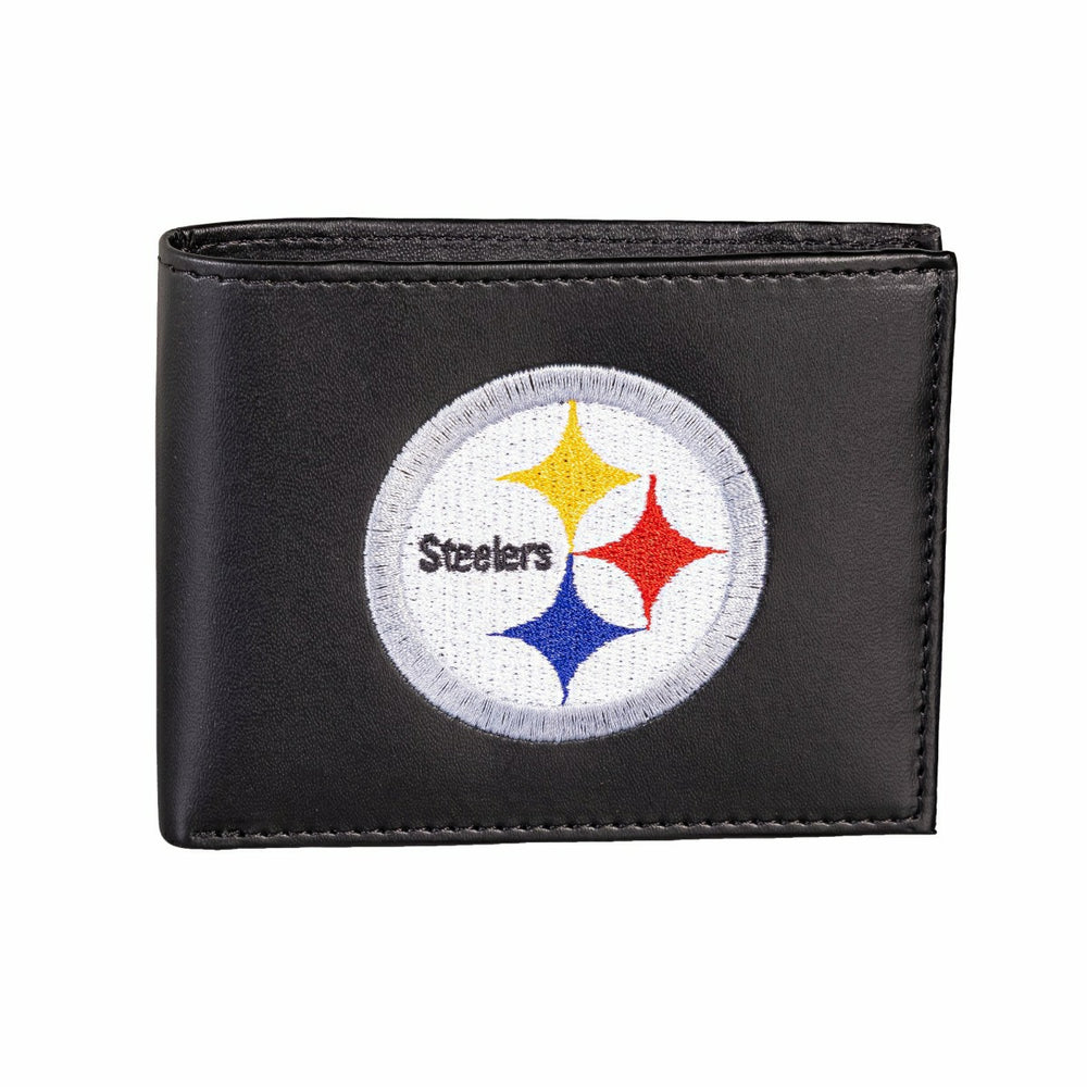 Pittsburgh Steelers Black Bi-Fold Embroidered Wallet w/ RFID Blocking