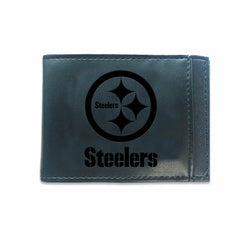 Front Pocket Wallet w/ RFID Blocking, Pittsburgh Steelers, Black
