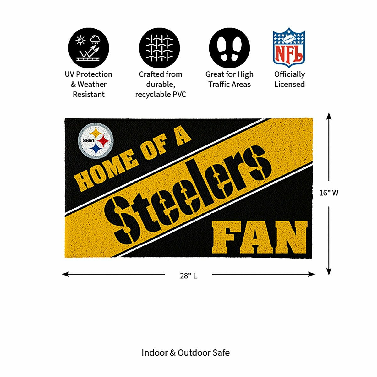 Pittsburgh Steelers, PVC Mat COLOR, Home of a Fan