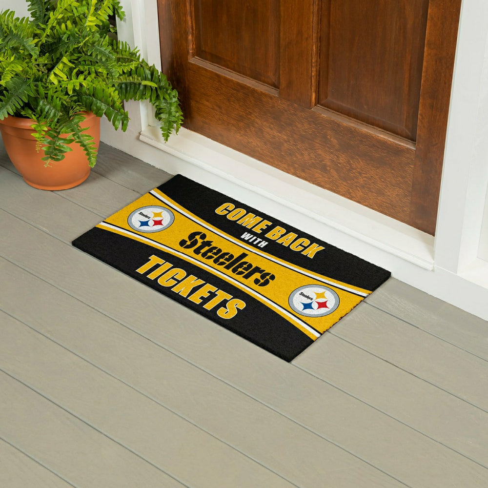 28" x 16" PVC Trapper Mat, Come Back with Tickets, Pittsburgh Steelers