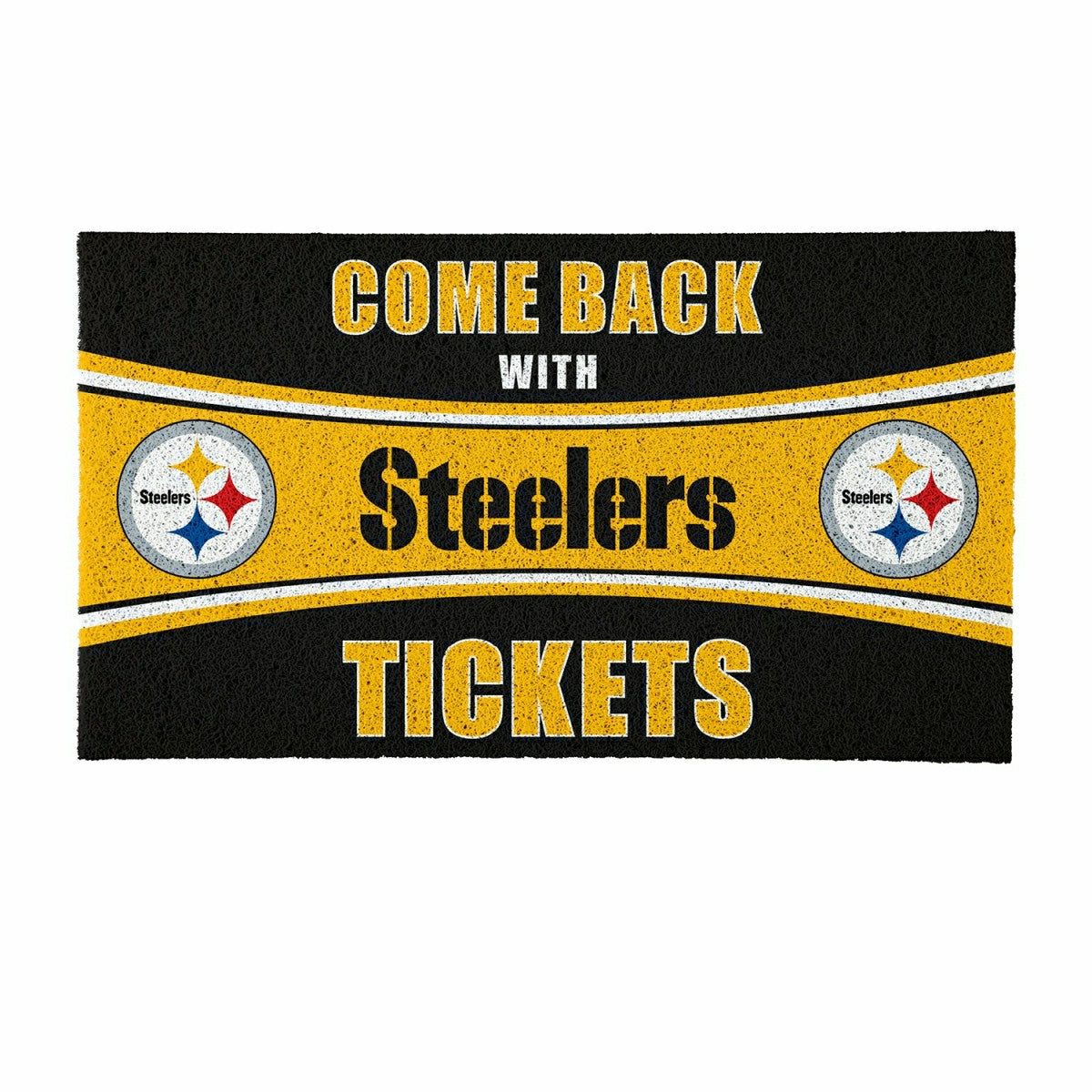 28" x 16" PVC Trapper Mat, Come Back with Tickets, Pittsburgh Steelers