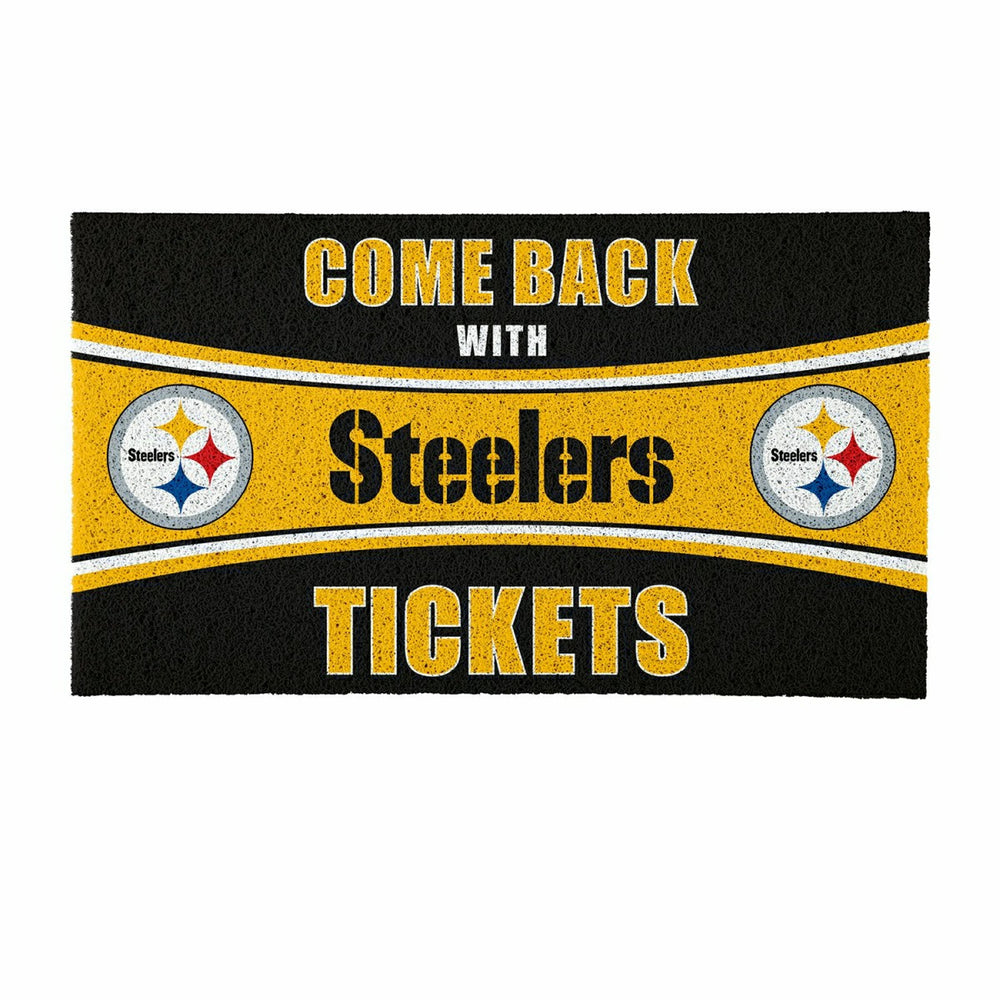 28" x 16" PVC Trapper Mat, Come Back with Tickets, Pittsburgh Steelers
