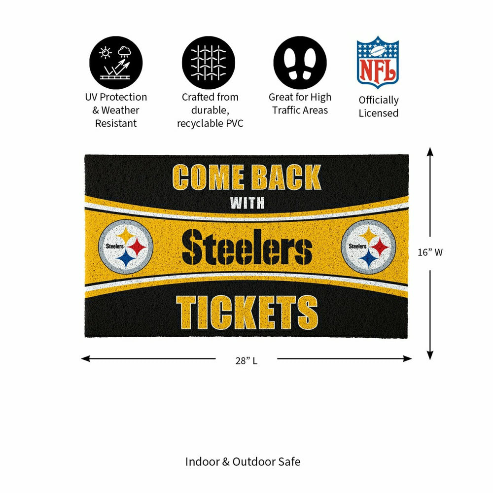 28" x 16" PVC Trapper Mat, Come Back with Tickets, Pittsburgh Steelers