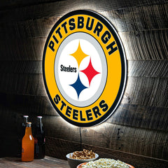 LED Wall Decor, Round, Pittsburgh Steelers