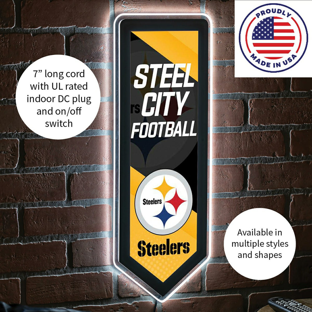 LED Wall Decor, Pennant, Pittsburgh Steelers