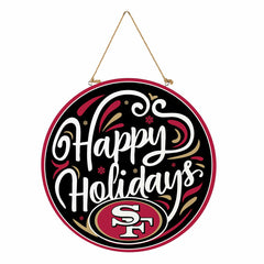 San Francisco 49ers Holiday Round Door Décor with Hanging Rope, 18x18
