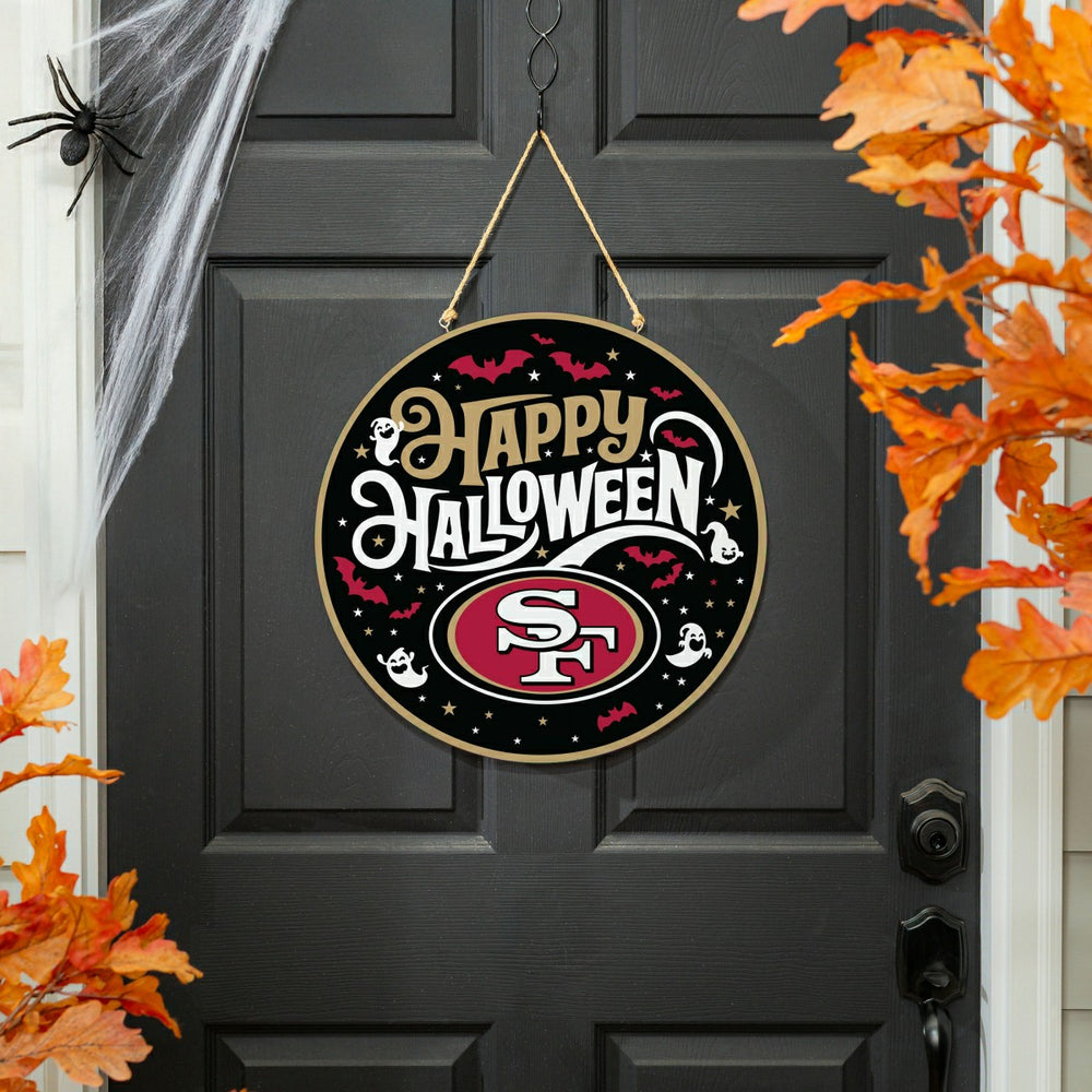 San Francisco 49ers Halloween Round Door Décor with Hanging Rope, 18x1