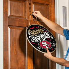 San Francisco 49ers Halloween Round Door Décor with Hanging Rope, 18x1
