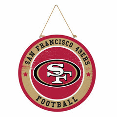 San Francisco 49ers Round Door Décor with Hanging Rope, 18x18