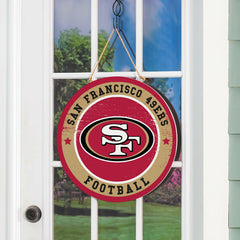 San Francisco 49ers Round Door Décor with Hanging Rope, 18x18