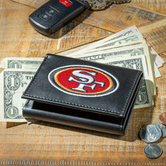 San Francisco 49ers Black Tri-Fold Embroidered Wallet w/ RFID Blocking
