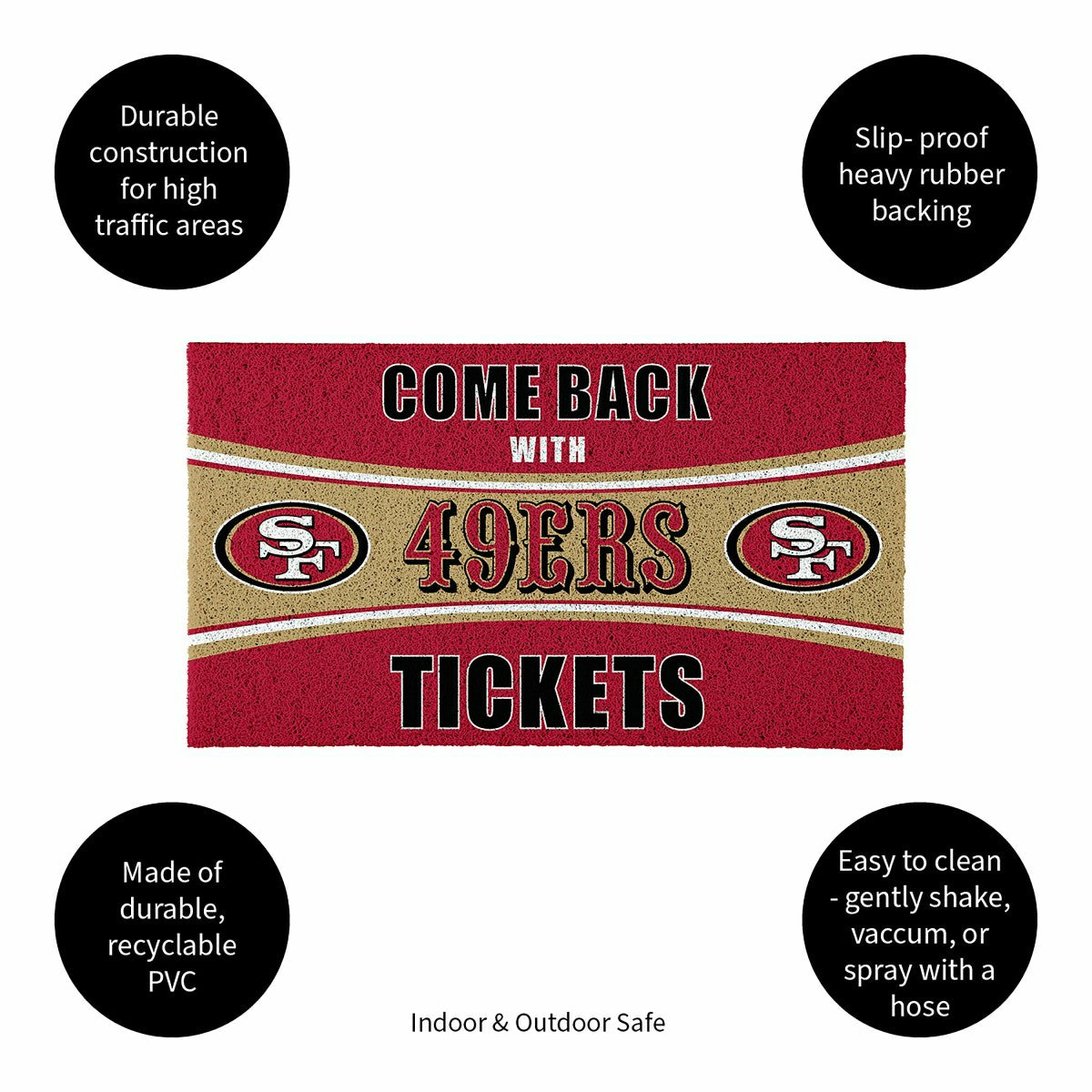 28" x 16" PVC Trapper Mat, Come Back with Tickets, San Francisco 49ers