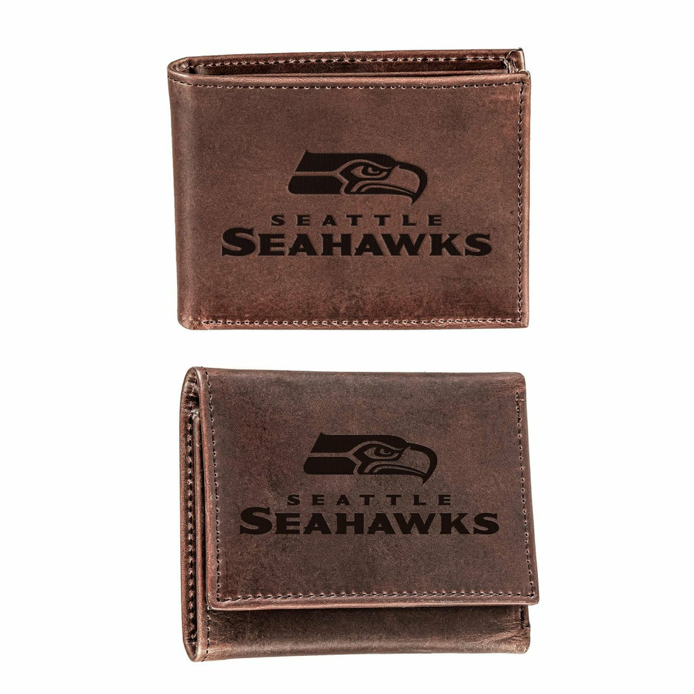 Seattle Seahawks, Bi-Fold and Tri-Fold Wallet Gift Set, Brown