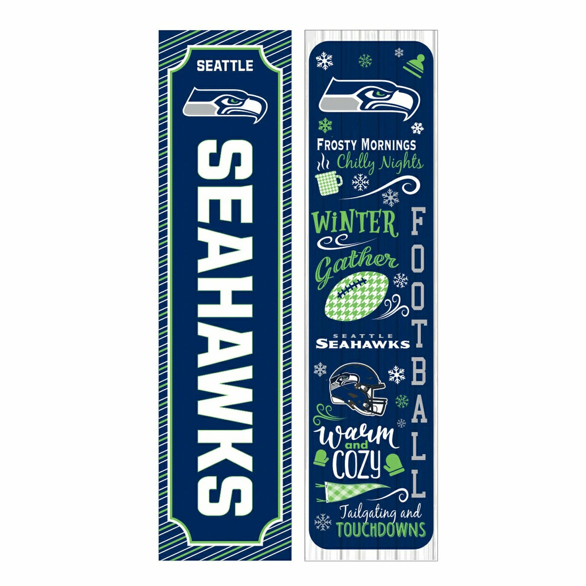46" Double Sided Leaner, Seattle Seahawks, Winter Seasonal