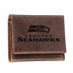 Seattle Seahawks, Tri-Fold Wallet, Brown, CH, 100% Genuine Leather