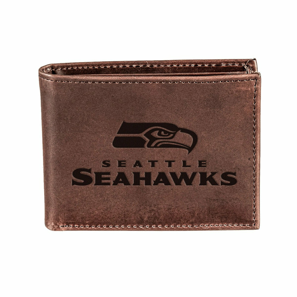 Seattle Seahawks, Bi-Fold Wallet, Brown, CH, 100% Genuine Leather
