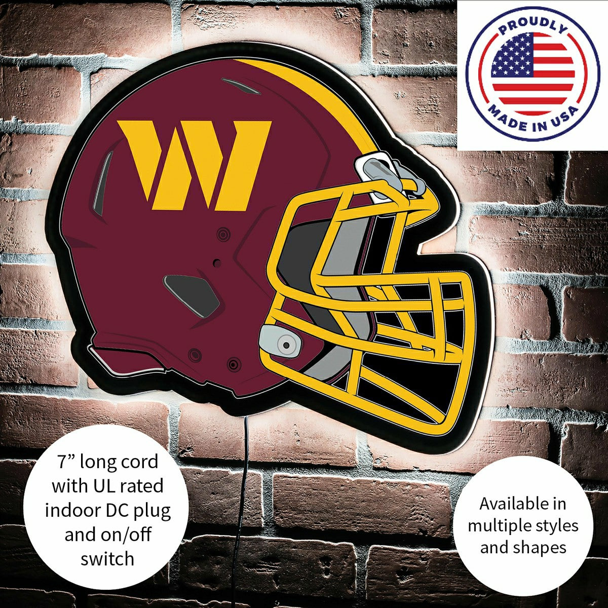 LED Wall Decor, Helmet, Washington Commanders